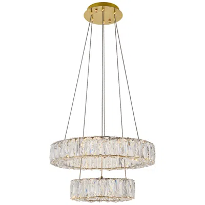 Elegant Lighting Monroe 17 3/4" Wide Gold And Crystal 2-tier Led Chandelier