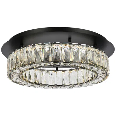 Elegant Lighting Monroe 18" Wide Black And Crystal Led Ceiling Light