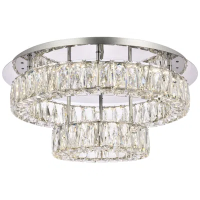 Elegant Lighting Monroe 22" Wide Chrome Crystal Led Ceiling Light