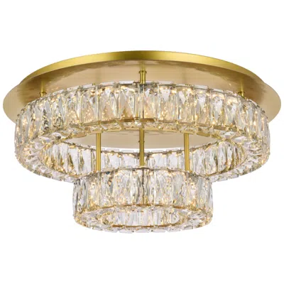 Elegant Lighting Monroe 22" Wide Gold And Clear Crystal Led Ceiling Light
