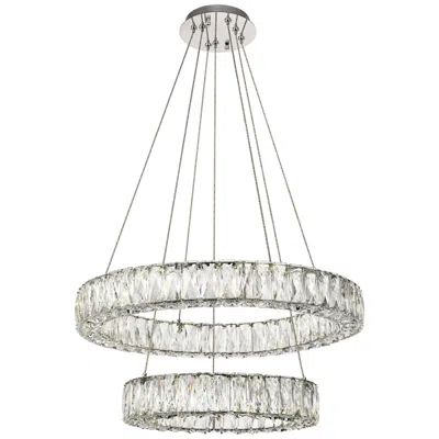 Elegant Lighting Monroe 23 1/2" Wide Chrome 2-ring Led Chip Pendant