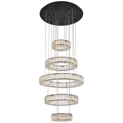 Elegant Lighting Monroe 25" Led Five Ring Chandelier In Black