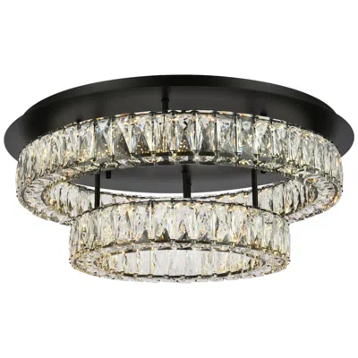 Elegant Lighting Monroe 26" Black And Clear Crystal Led Ceiling Light