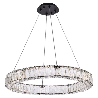 Elegant Lighting Monroe 26" Wide Black Crystal Led Ring Pendant Light