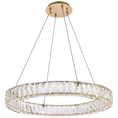 Elegant Lighting Monroe 26" Wide Gold And Crystal Led Pendant Light