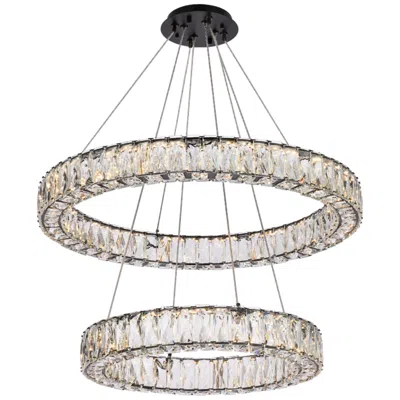 Elegant Lighting Monroe 28" Wide Led Crystal Double Ring Chandelier