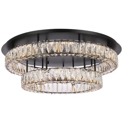 Elegant Lighting Monroe 30" Black Crystal Led 2-tier Ceiling Light