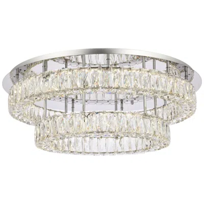 Elegant Lighting Monroe 30" Chrome Crystal Led 2-tier Ceiling Light
