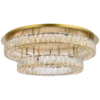 Elegant Lighting Monroe 30" Led Double Flush Mount In Gold