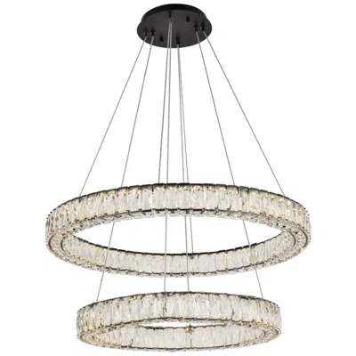 Elegant Lighting Monroe 32" Wide Black Crystal 2-tier Led Chandelier