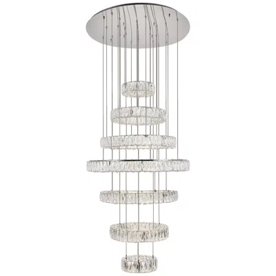 Elegant Lighting Monroe 33 1/2" Wide Chrome And Crystal 7-tier Led Chandelier