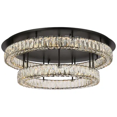 Elegant Lighting Monroe 33" Led Black Finish Double Tier Flush Mount