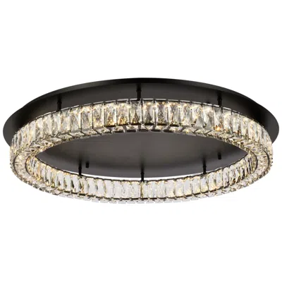 Elegant Lighting Monroe 33" Wide Black And Clear Crystal Led Ceiling Light