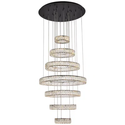 Elegant Lighting Monroe 34" Modern Led Crystal Seven Ring Chandelier
