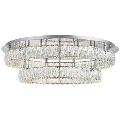 Elegant Lighting Monroe 34" Wide Chrome And Crystal 2-tier Led Ceiling Light