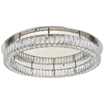 Elegant Lighting Monroe 34" Wide Chrome And Crystal Led Ceiling Light
