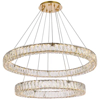 Elegant Lighting Monroe 36" Wide Gold 2-light Led Tiered Ring Chandelier