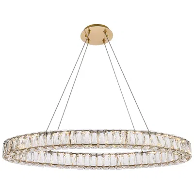 Elegant Lighting Monroe 36" Wide Gold Crystal Led Oval Pendant Light