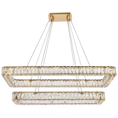 Elegant Lighting Monroe 41 1/4" Wide Gold 2-light Led Chandelier