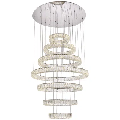 Elegant Lighting Monroe 41 1/4"w Chrome And Crystal 7-light Led Chandelier