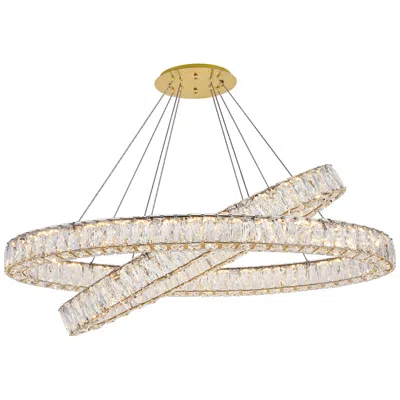Elegant Lighting Monroe 41" Gold And Crystal Oval Tiers Led Chandelier