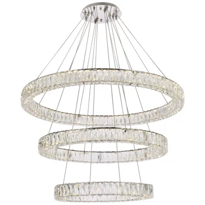 Elegant Lighting Monroe 41" Led Triple Ring Chandelier