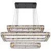 Elegant Lighting Monroe 42" Wide Black Crystal Led Rectangular Pendant Light