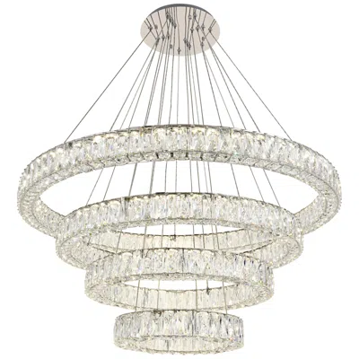 Elegant Lighting Monroe 42" Wide Chrome And Crystal 4-tier Led Chandelier