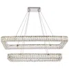 Elegant Lighting Monroe 42"w Chrome Crystals Led Double Rectangular Pendant