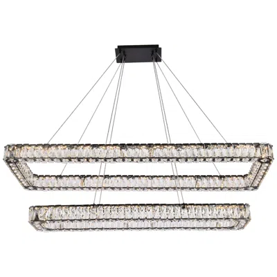 Elegant Lighting Monroe 50 1/4" Wide Black Crystal 2-light Led Pendant