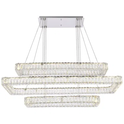 Elegant Lighting Monroe 50 1/4" Wide Chrome And Crystal 3-tier Led Chandelier