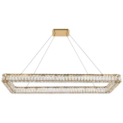 Elegant Lighting Monroe 50" Led Single Rectangle Pendant In Gold