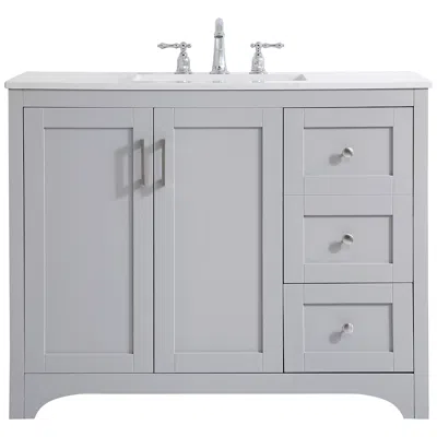 Elegant Lighting Moore 42" Wide Gray 3-drawer Single Sink Bathroom Vanity