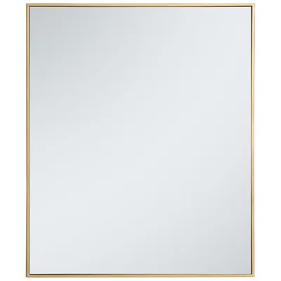 Elegant Lighting Noemi Brass Metal 30" X 36" Rectangular Wall Mirror
