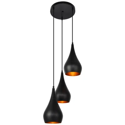 Elegant Lighting Nora Collection Pendant D14.5in H11.5in Lt:3 Black Finish