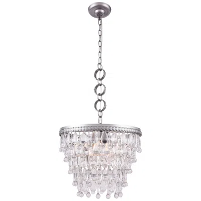 Elegant Lighting Nordic 16" Wide Antique Silver And Clear Glass Pendant Light