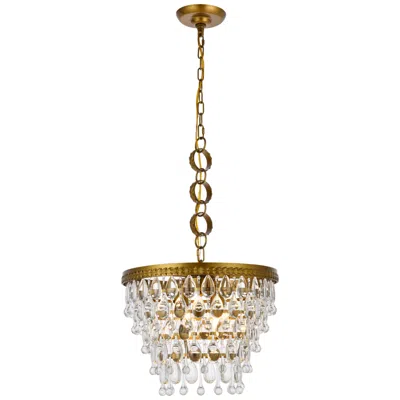 Elegant Lighting Nordic 16" Wide Brass And Clear Glass Pendant Light