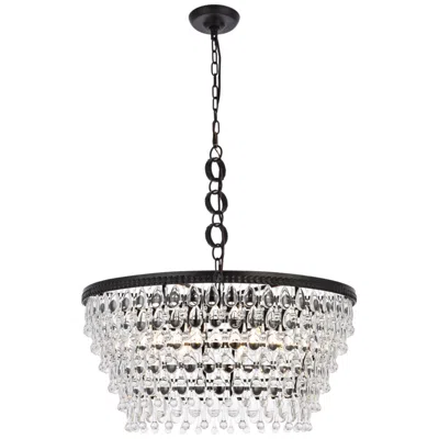 Elegant Lighting Nordic 28" Wide 6-light  Black And Crystal Chandelier