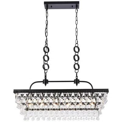 Elegant Lighting Nordic 32" Rectangle Pendant In Black