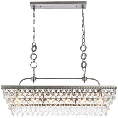 Elegant Lighting Nordic 40" Rectangle Pendant In Antique Silver