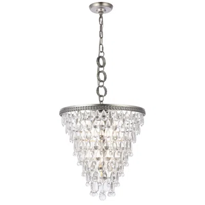 Elegant Lighting Nordic 5 Lt Antique Silver Pendant Clear