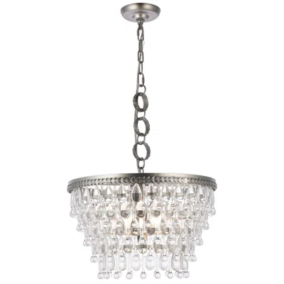 Elegant Lighting Nordic 5 Lt Antique Silver Pendant Clear