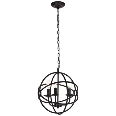 Elegant Lighting Octavia Collection Pendant D14 H15 Lt:3 Dark Brown Finish