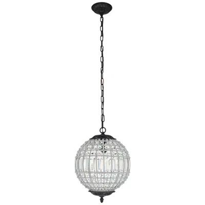 Elegant Lighting Olivia 12" Wide Dark Bronze Crystal Globe Mini Pendant