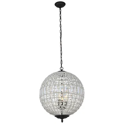 Elegant Lighting Olivia 3 Lt Dark Bronze Pendant Clear