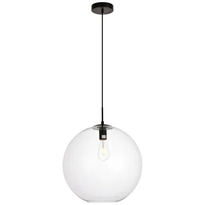 Elegant Lighting Placido 15 3/4"w Black Pendant Light W/ Clear Glass Shade