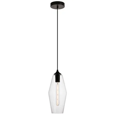 Elegant Lighting Placido Collection Pendant D5.9 H14.2 Lt:1 Black And Clear Finish