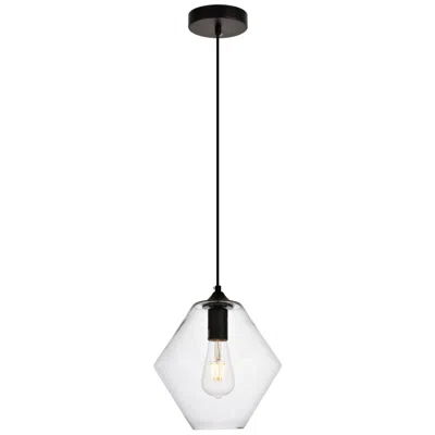 Elegant Lighting Placido Collection Pendant D9.4 H10.8 Lt:1 Black And Clear Finish