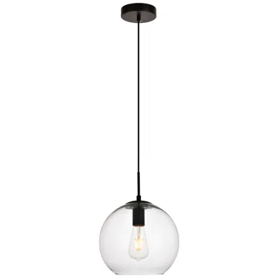 Elegant Lighting Placido Collection Pendant D9.8 H9.8 Lt:1 Black And Clear Finish