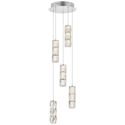 Elegant Lighting Polaris 12" Wide Chrome And Crystal Led Multi Light Pendant